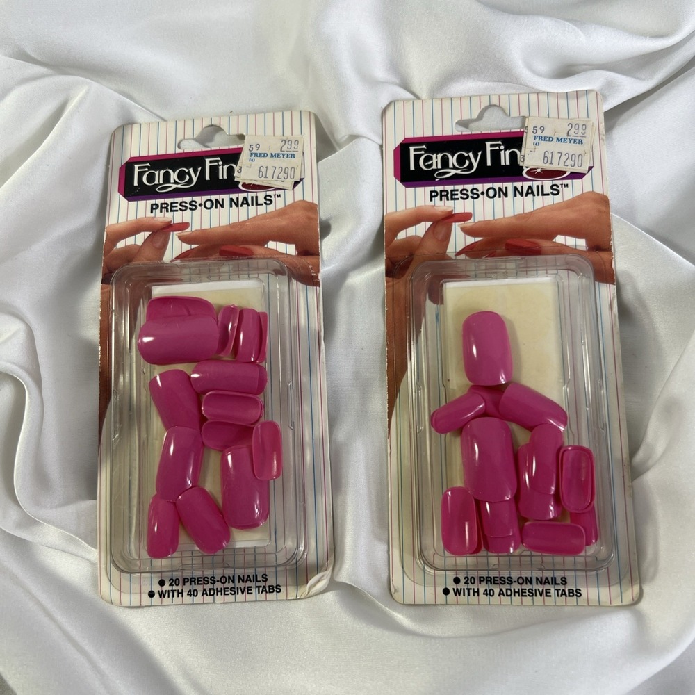 Vinatge Fancy Fingers RAZZLE BERRY Press On Nails 2 Pack New In Box Adhesive Tab
